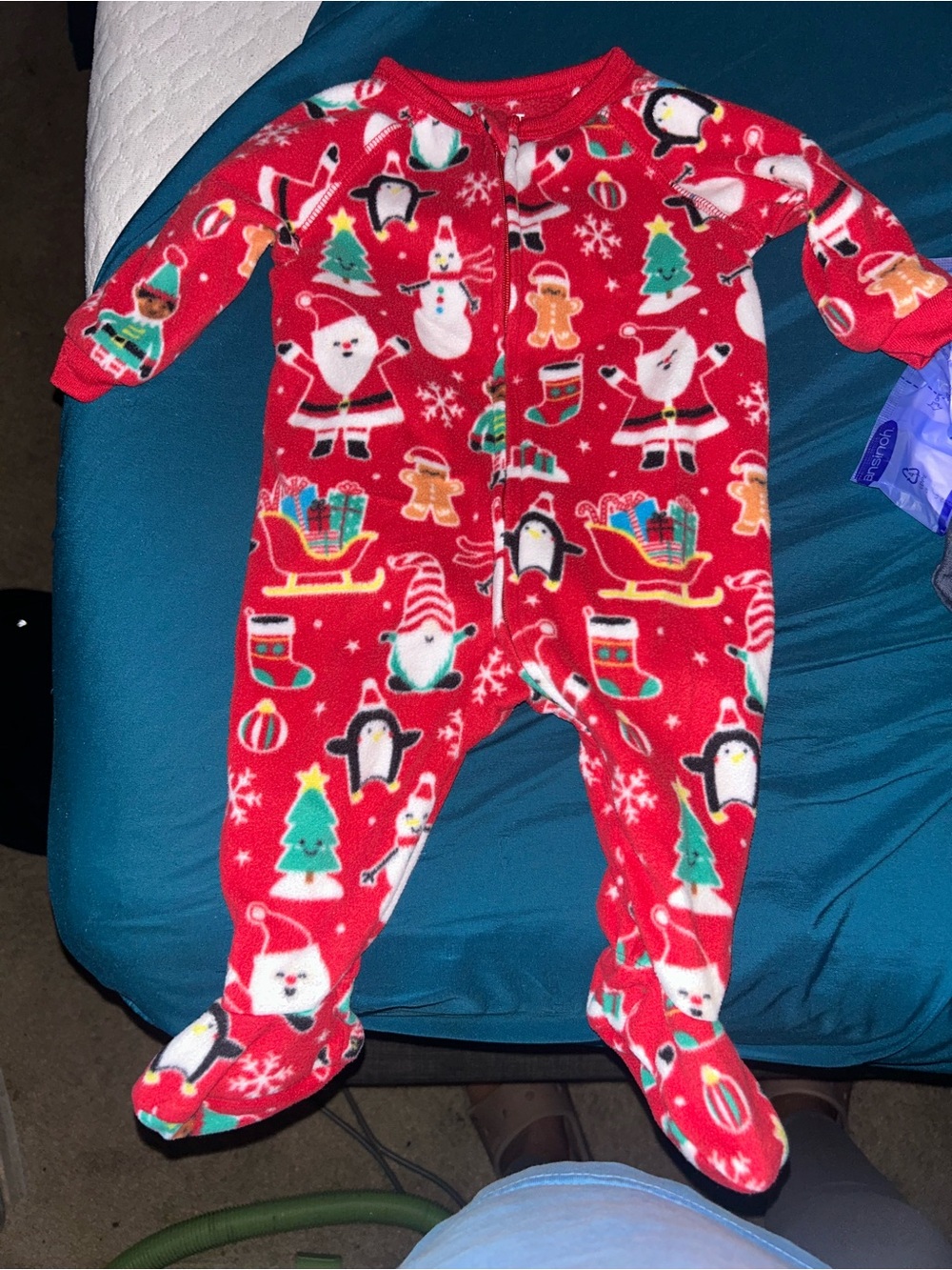 🌼2 for $5🌼 Kids Holiday Fleece One-Piece Pajamas - Red Christmas Print